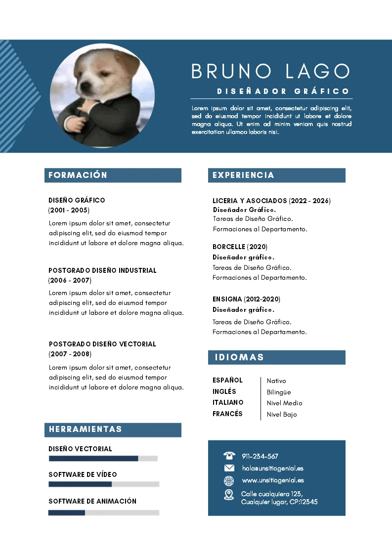 Ejemplo Paquete Currículums Editables