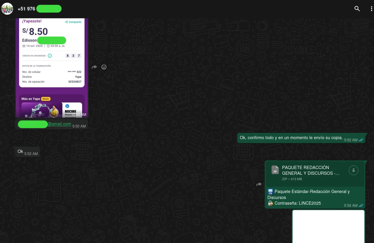 Pago y Entrega de Paquete Estándar de Redacción.
